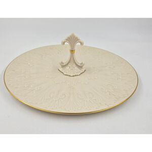 VINTAGE LENOX CHATEAU Fleur De Lis HANDLE SERVER PLATTER TID BIT TRAY 12 1/2"